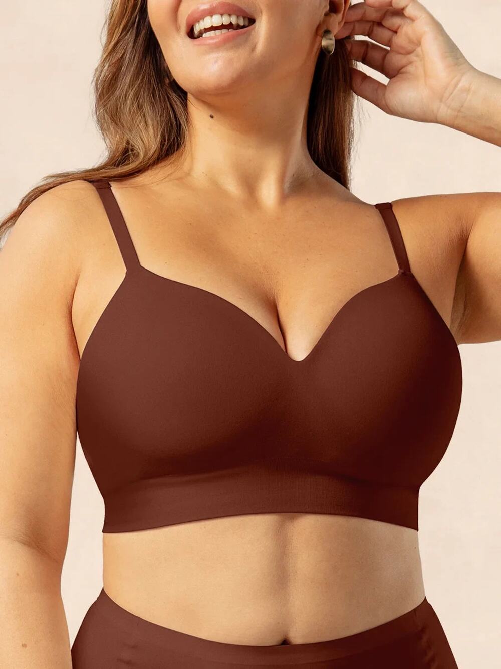 NEW Truekind Supportive Comfort Wireless Shaping Bra Chocolate Brown Size 3XL